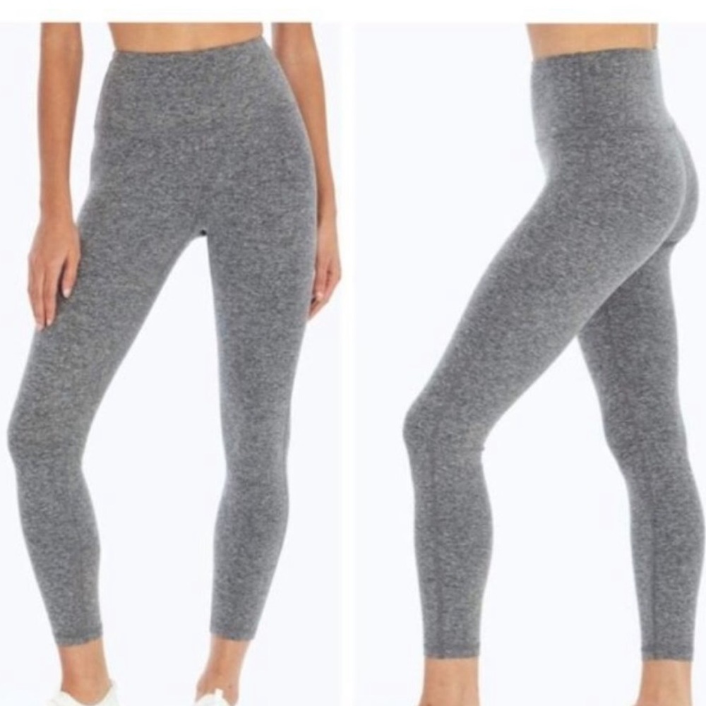 ZOBHA Melange 25" Capri/Ankle Tights Leggings Gray Heather Black - Medium